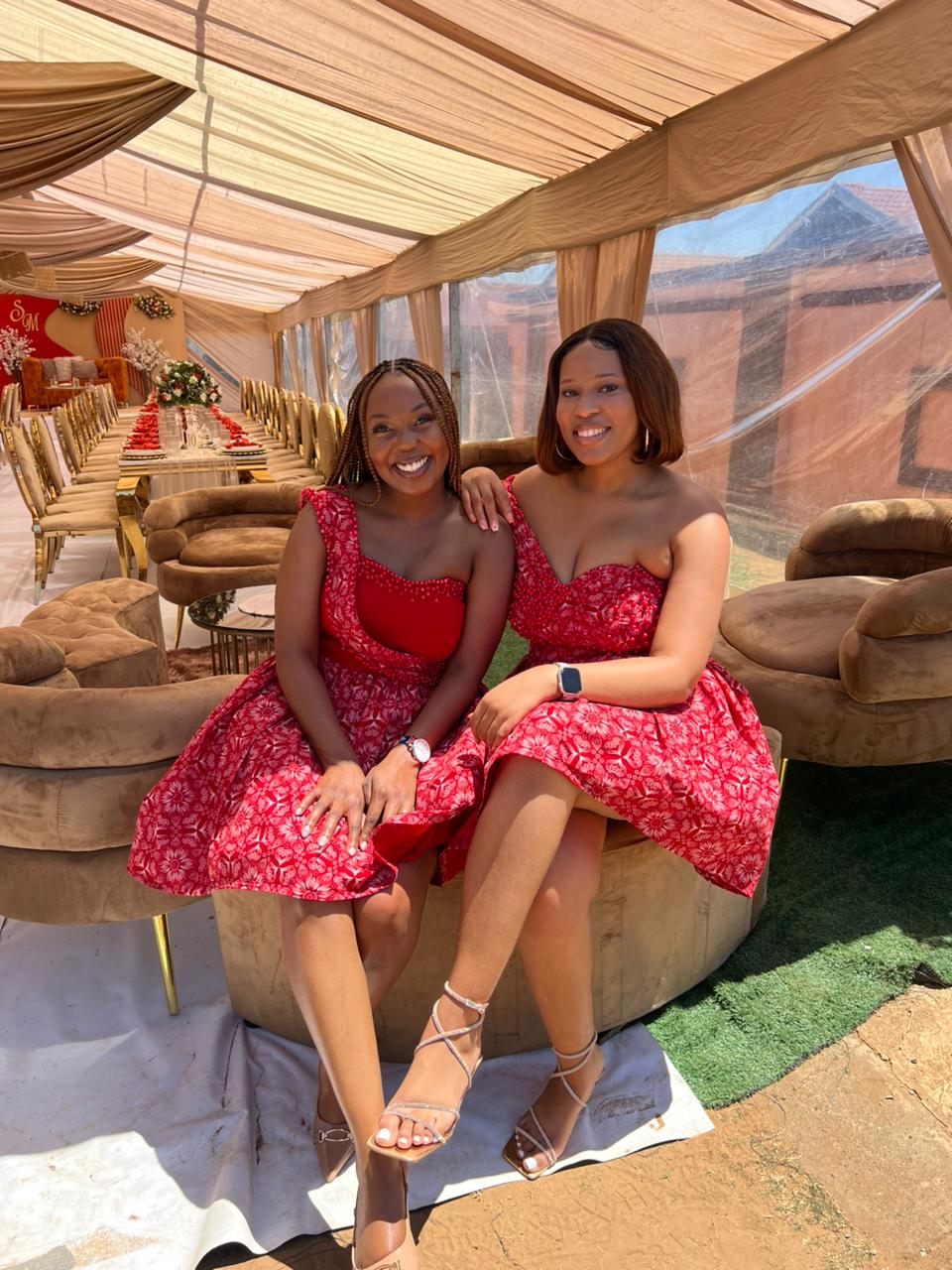 Coordinated printed occasion dresses by Juliet Eron